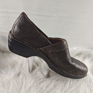 Born Clogs Brown Patent Leopard Print Slip On Comfort Shoes Women size 10
